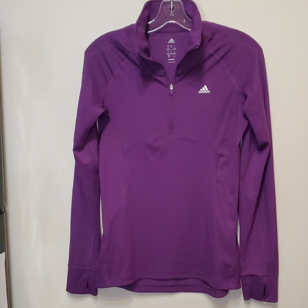 85. Adidas Purple Long Sleeve Zip Pullover - Size Small